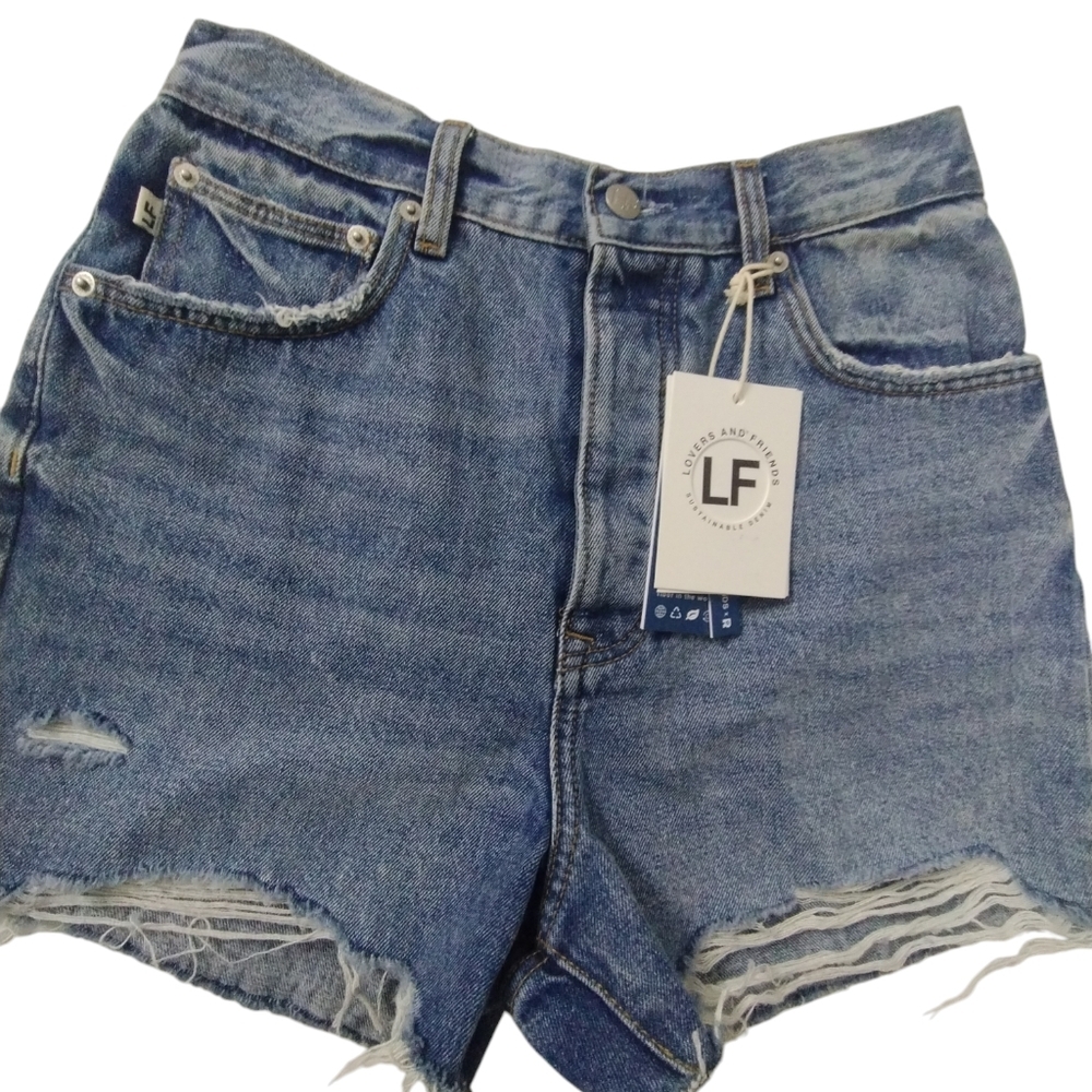 Lovers And Friends Women's Super High Rise Cut Off Shorts size 27 Distressed